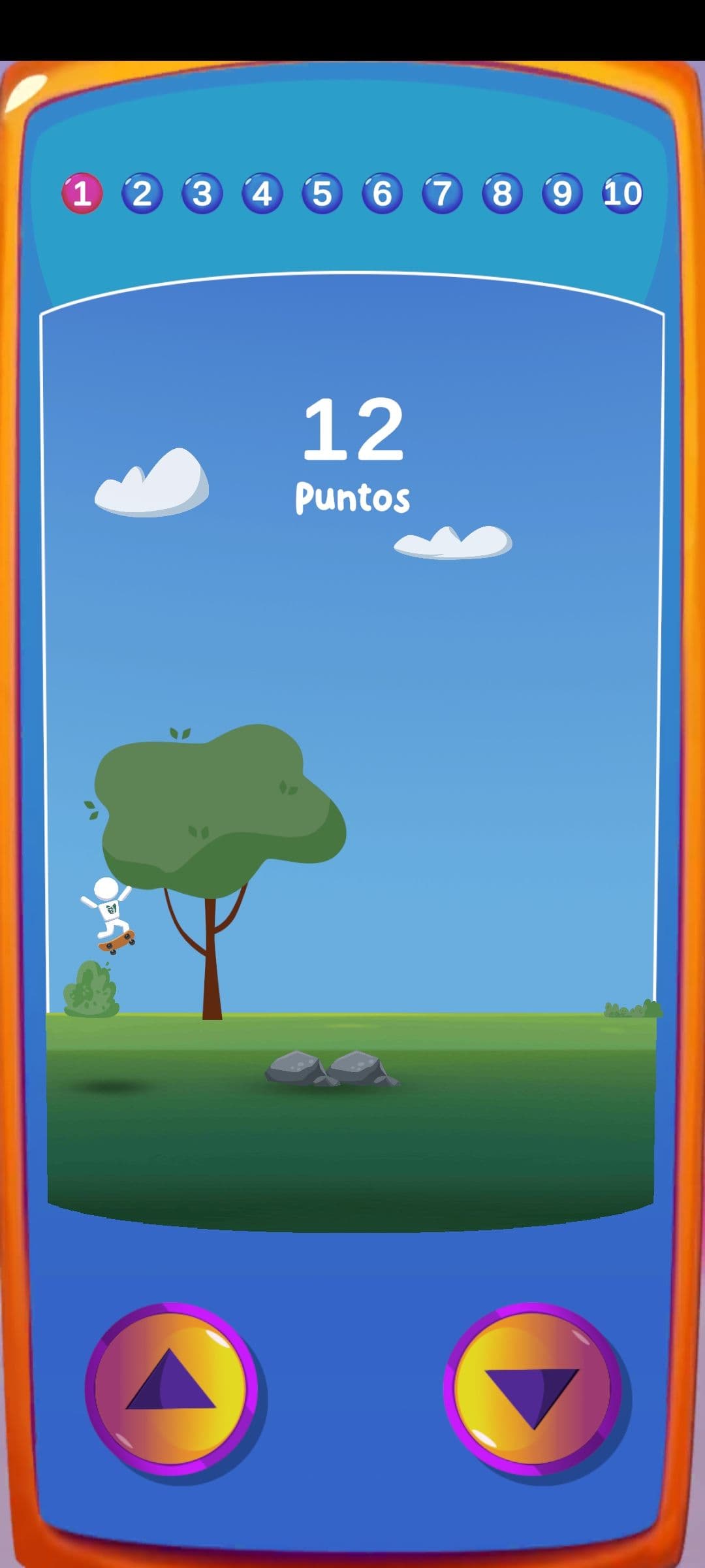 Juego de patinaje y obstáculos
